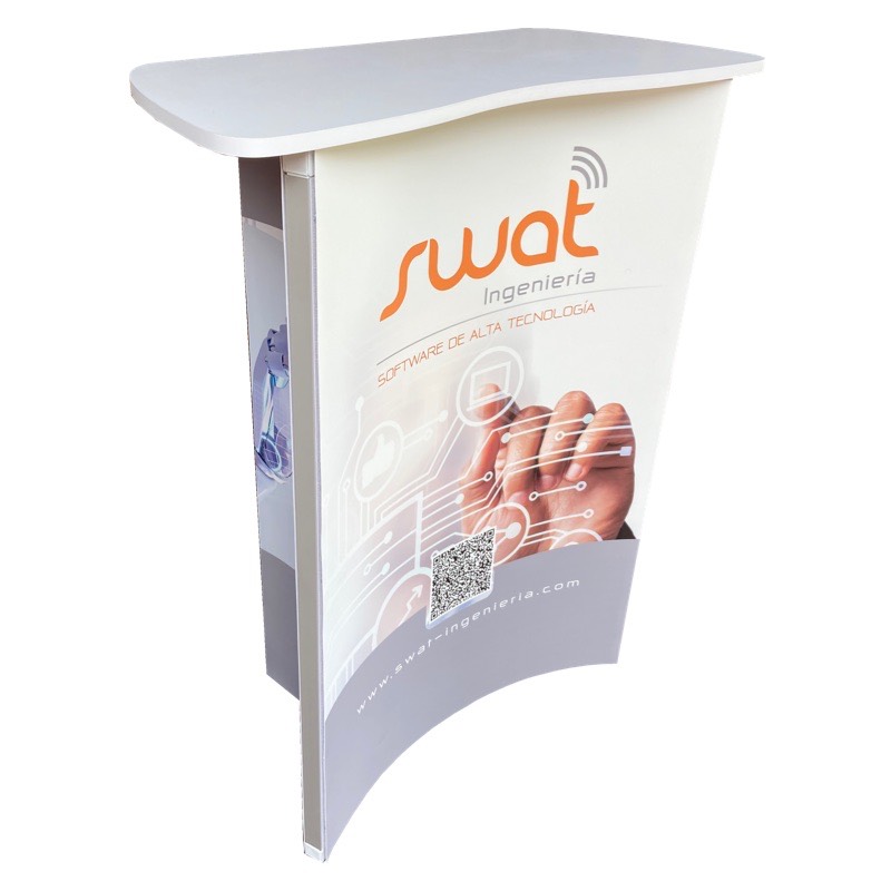 Stands, displays, demosets, mesas, counters, backings, Totems, vallas portátiles